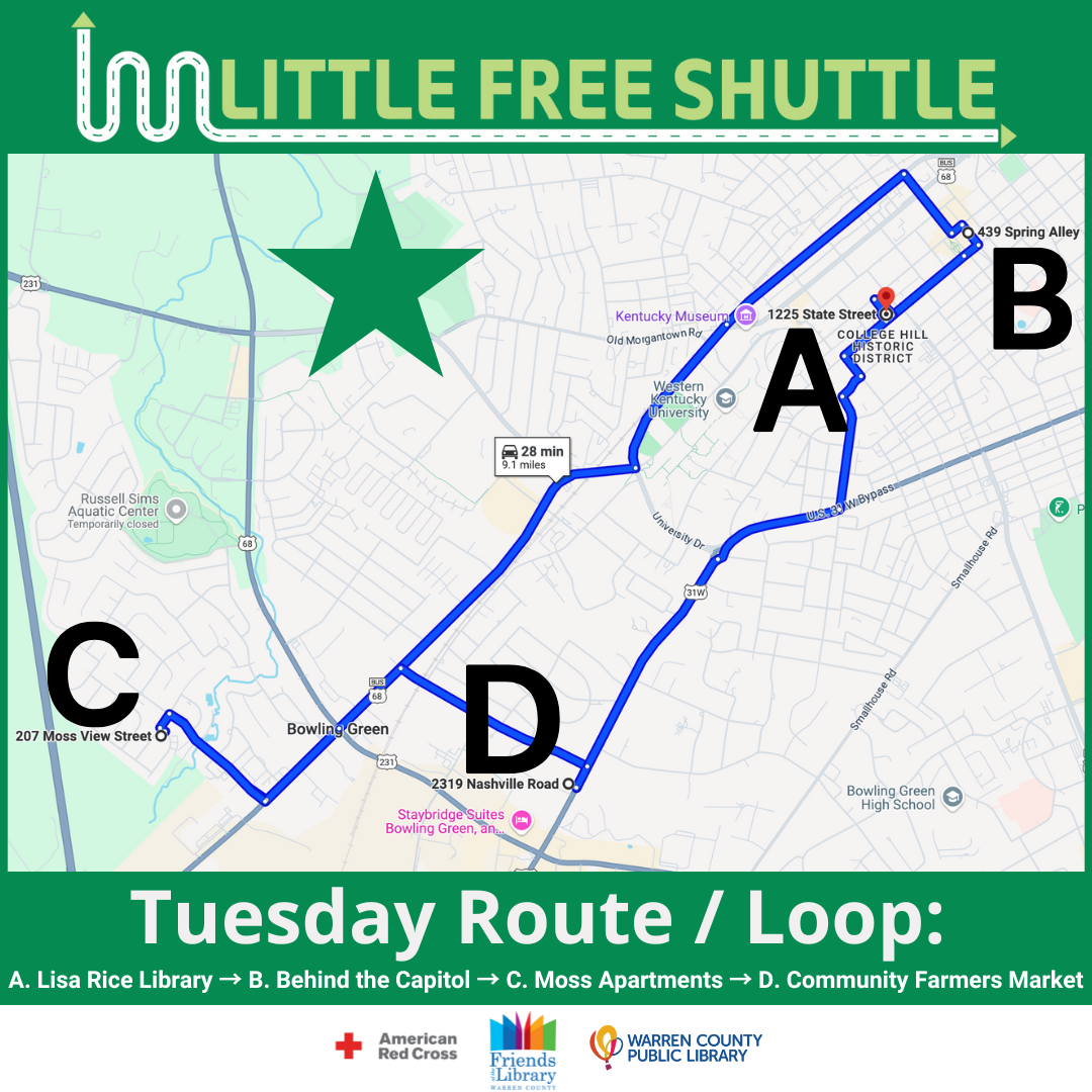 Map of Tuesday shuttle route