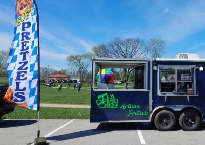 Totally Baked food truck with pretzel flag