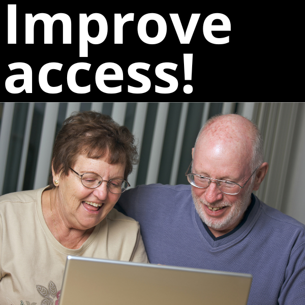 Improve Access A man and a woman working on a laptop