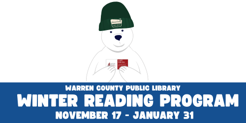 Barnaby the bear with a green stocking hat holding a book gift certificate