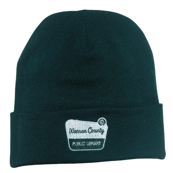 Dark green beanie with WCPL logo