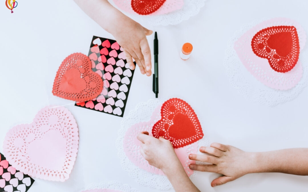 Kids crafting valentines
