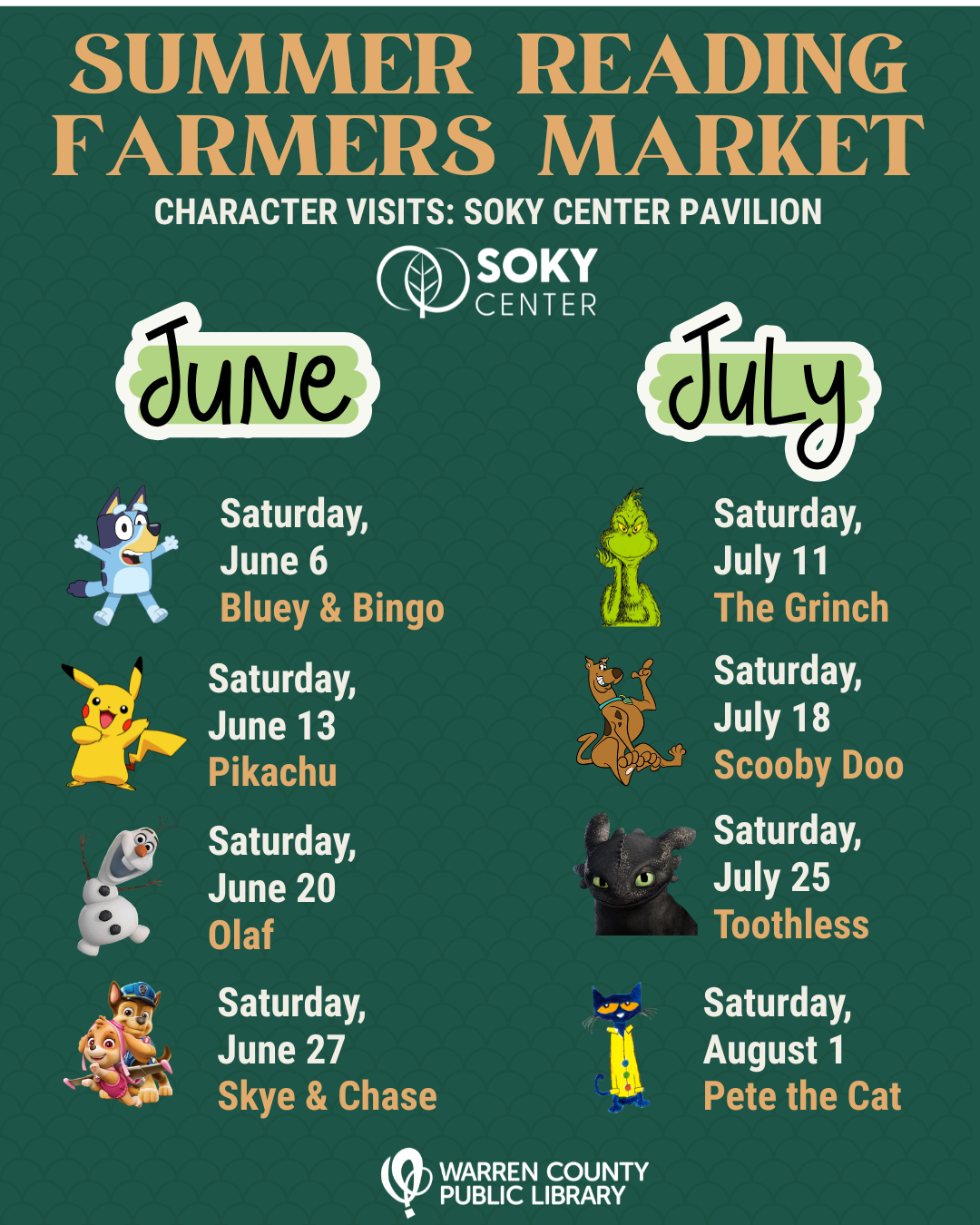 Photos of all the characters visiting the 2026 SR Farmers Market