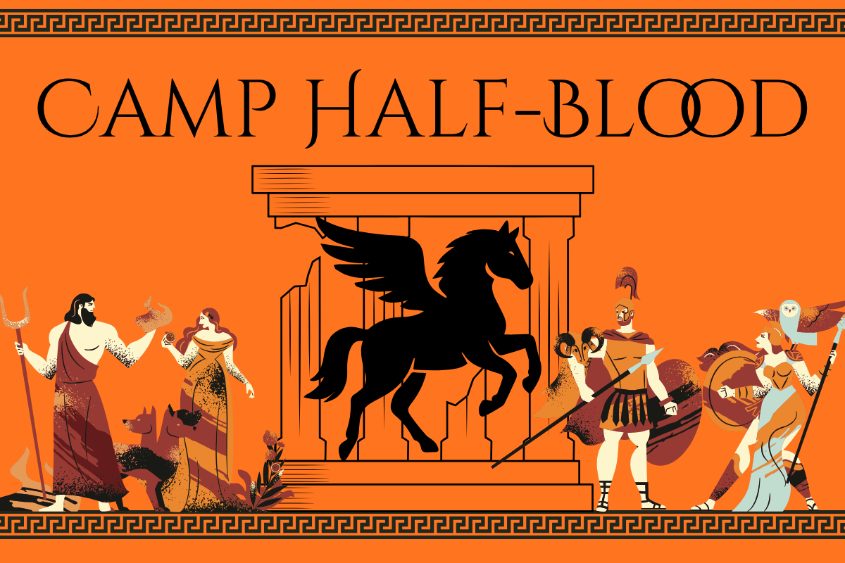 Camp Half-Blood Camp logo with Greek figures 