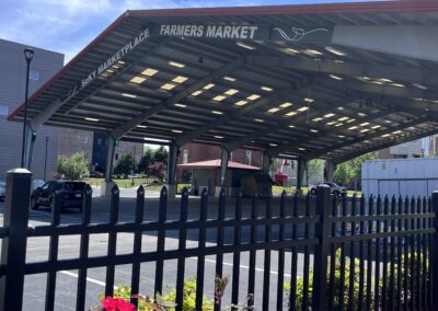 SOKY Center pavilion with roses in front