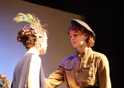 Two characters looking at each other intently
