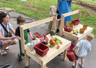 Children playing at a pretend market