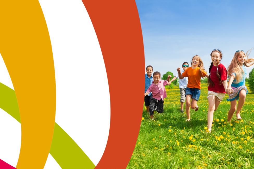 children running in a field