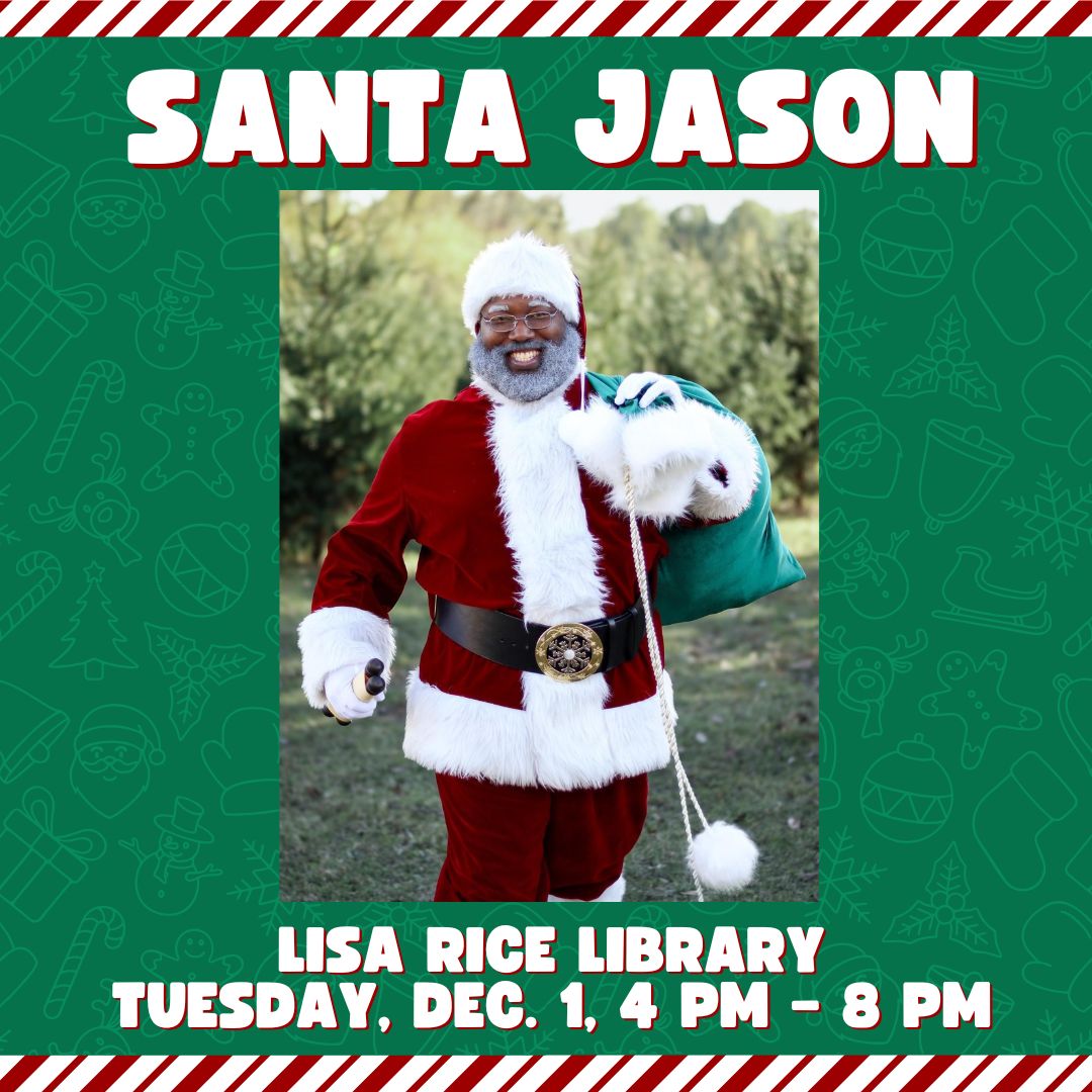 Jolly Santa Jason with a pack on his back